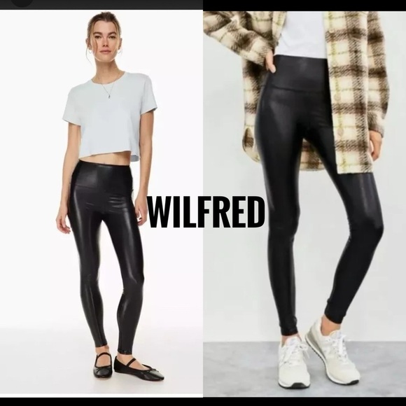 Aritzia Wilfred Free Black faux leather leggings size S - Picture 1 of 4